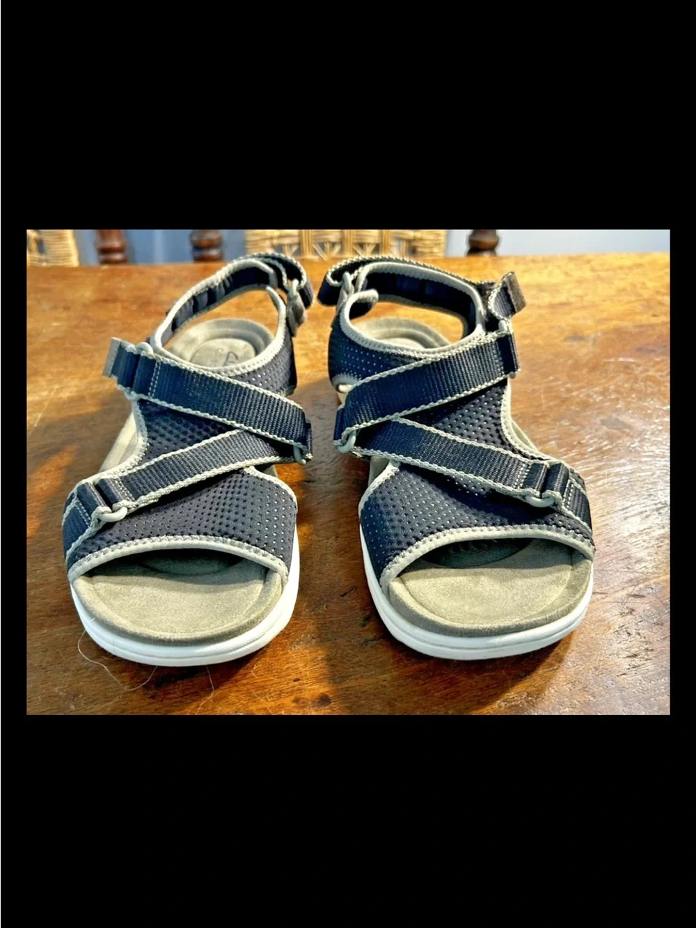 Clark’s Amanda Stroll Mesh Adjustable Sport Sandals Women's 10M Black EUC